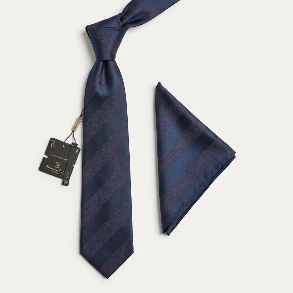 کراوات و پوشت دستدوز طرح اریب افکت دار برند Massimo Dutti