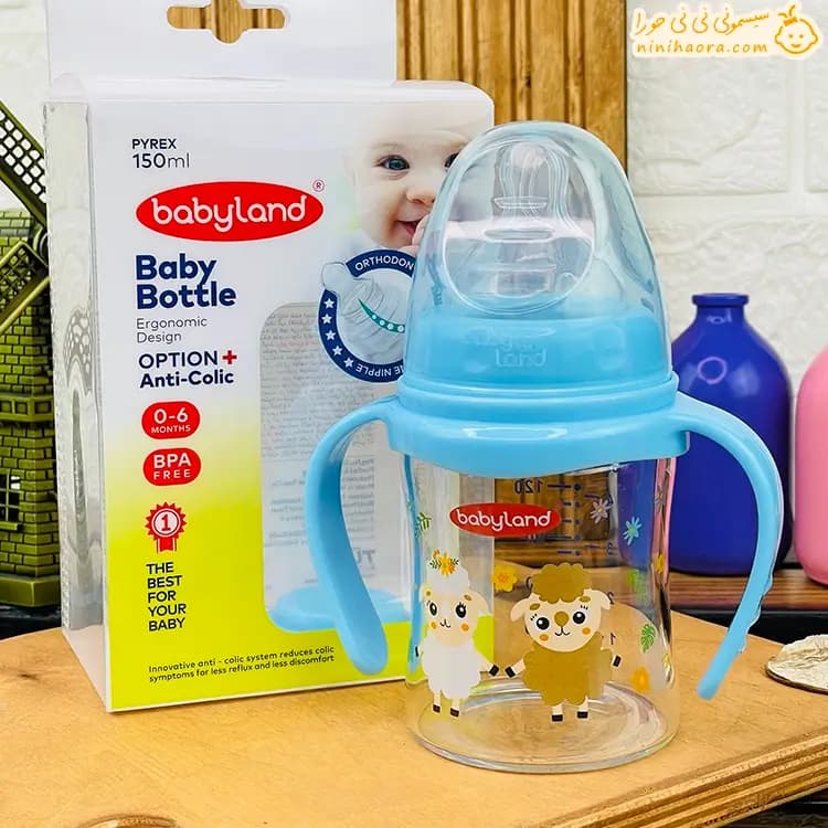 شیشه شیر پیرکس دسته دار ۱۵۰ میل بی بی لند 497 — تصویر ۳