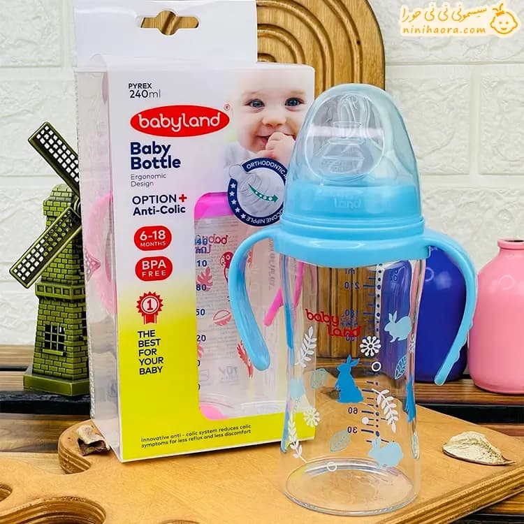 شیشه شیر پیرکس دسته دار بی بی لند493 — تصویر ۲