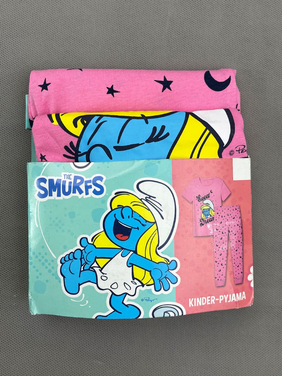 ست تیشرت و شلوار دخترانه صورتی SMURFS کد A1433 — تصویر ۲