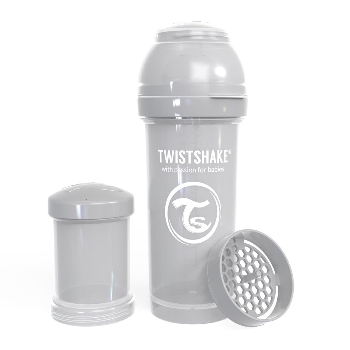 شیشه شیر آنتی کولیک تویست شیک طوسی پاستلی ظرفیت ۲۶۰ میلی لیتر twistshake اورجینال — تصویر ۲