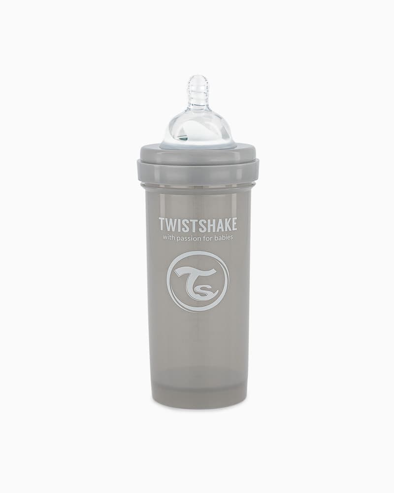 شیشه شیر آنتی کولیک تویست شیک طوسی پاستلی ظرفیت ۲۶۰ میلی لیتر twistshake اورجینال — تصویر ۵