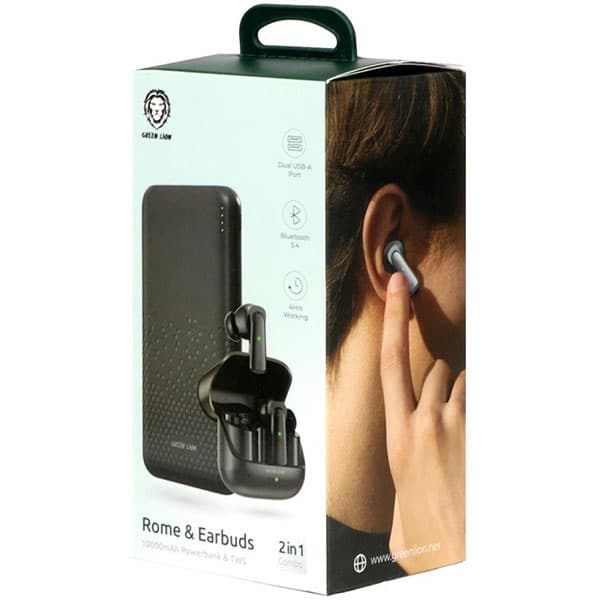 پاوربانک و هندزفری بلوتوث 10000 میلی آمپر گرین لاین مدل Rome & Earbuds — تصویر ۲