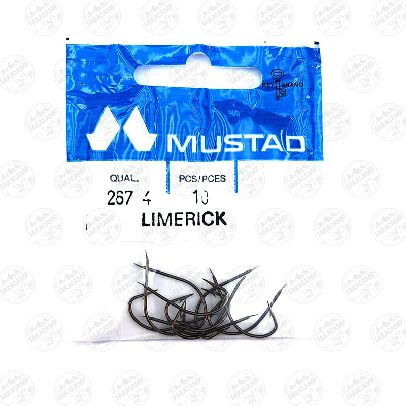 قلاب موستاد برنزی بدون چشمه سایز ۴ بسته ۱۰ عددی MUSTAD 267 LIMERICK
