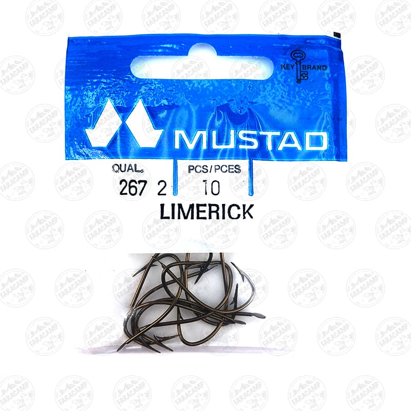 قلاب موستاد برنزی بدون چشمه سایز ۲ بسته ۱۰ عددی MUSTAD 267 LIMERICK