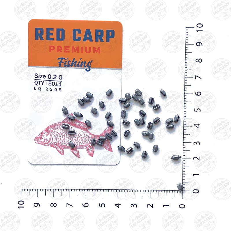 سرب ماهیگیری چاکدار RedCarp 0.2G تایوان بسته ۵۰ عددی
