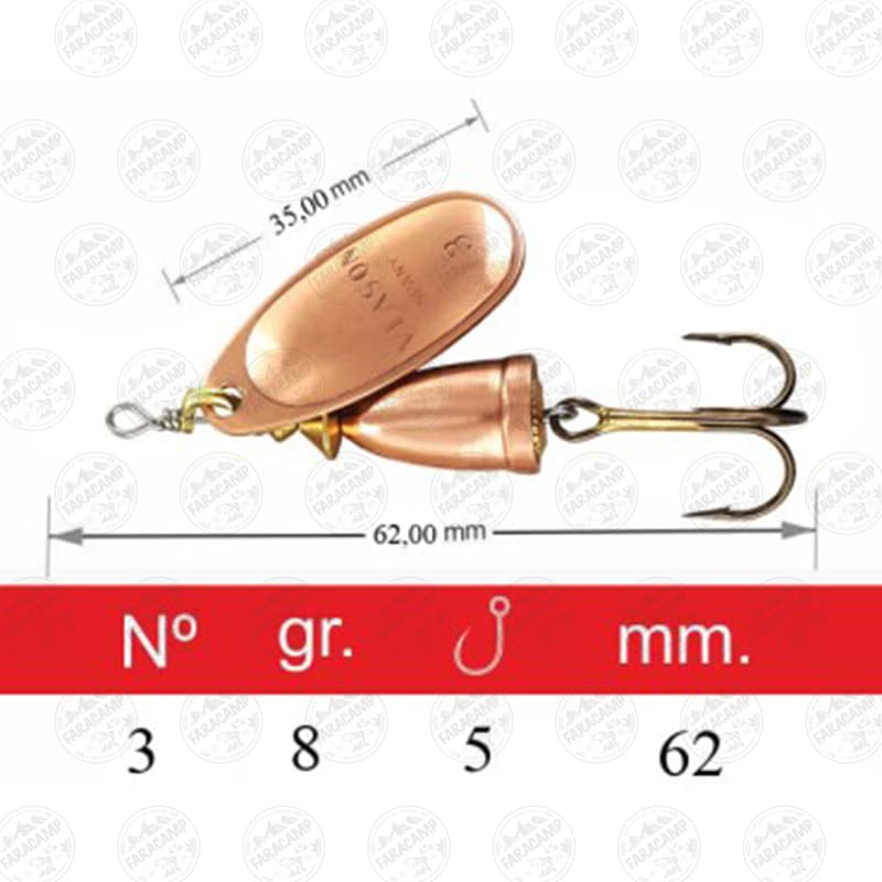 لانسه ماهیگیری مپسو مسی ۸ گرم سایز ۳ MAPSO Vlason-METAL 3 Cobre — تصویر ۲