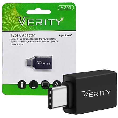 تبدیل OTG فلزی USB به Type-c مدل Verity A303 (فروش عمده و تک)