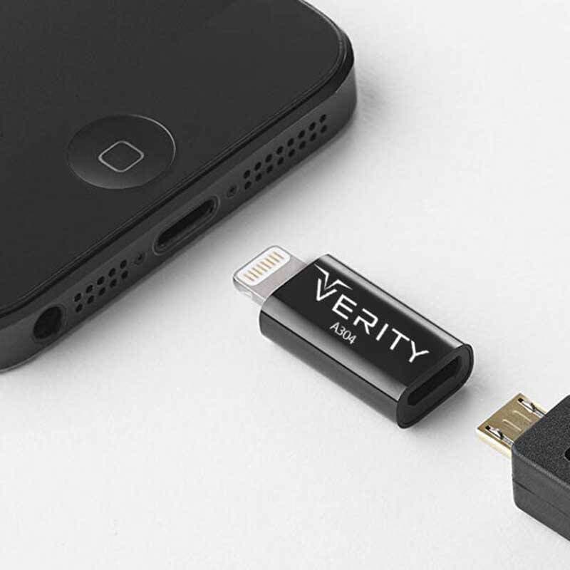 تبدیل OTG میکرو USB به لایتنینگ Verity مدل A304 (فروش عمده و تک) — تصویر ۳