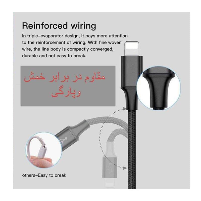 کابل تبدیل USB به لایتنینگ موکسوم مدل CC-73 طول ۲ متر — تصویر ۳