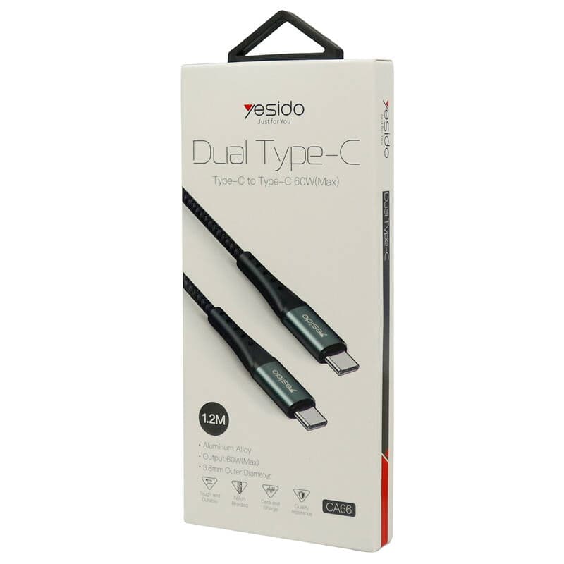 کابل تایپ سی به تایپ سی یسیدو مدل YESIDO CA66 TYPE C To TYPE C — تصویر ۲