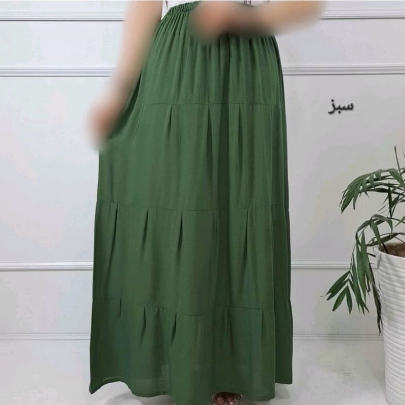 دامن زنانه بلند نخی طبقه ای ساده — تصویر ۲