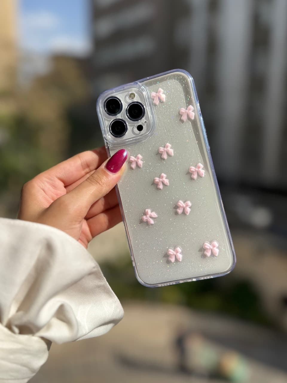 قاب پاپیون صورتی شاین (آیفون سامسونگ شیائومی) — تصویر ۴