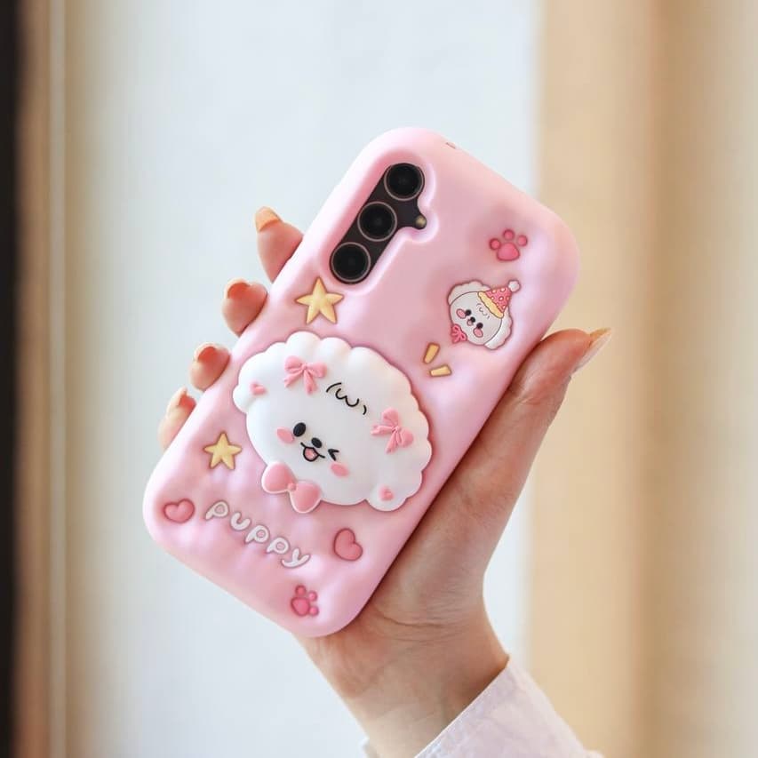قاب puppy پاپ سوکتی صورتی (آیفون سامسونگ شیائومی)