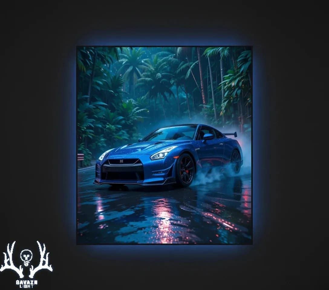 تابلو بک لایت Nissan GT‑R آبی تیره