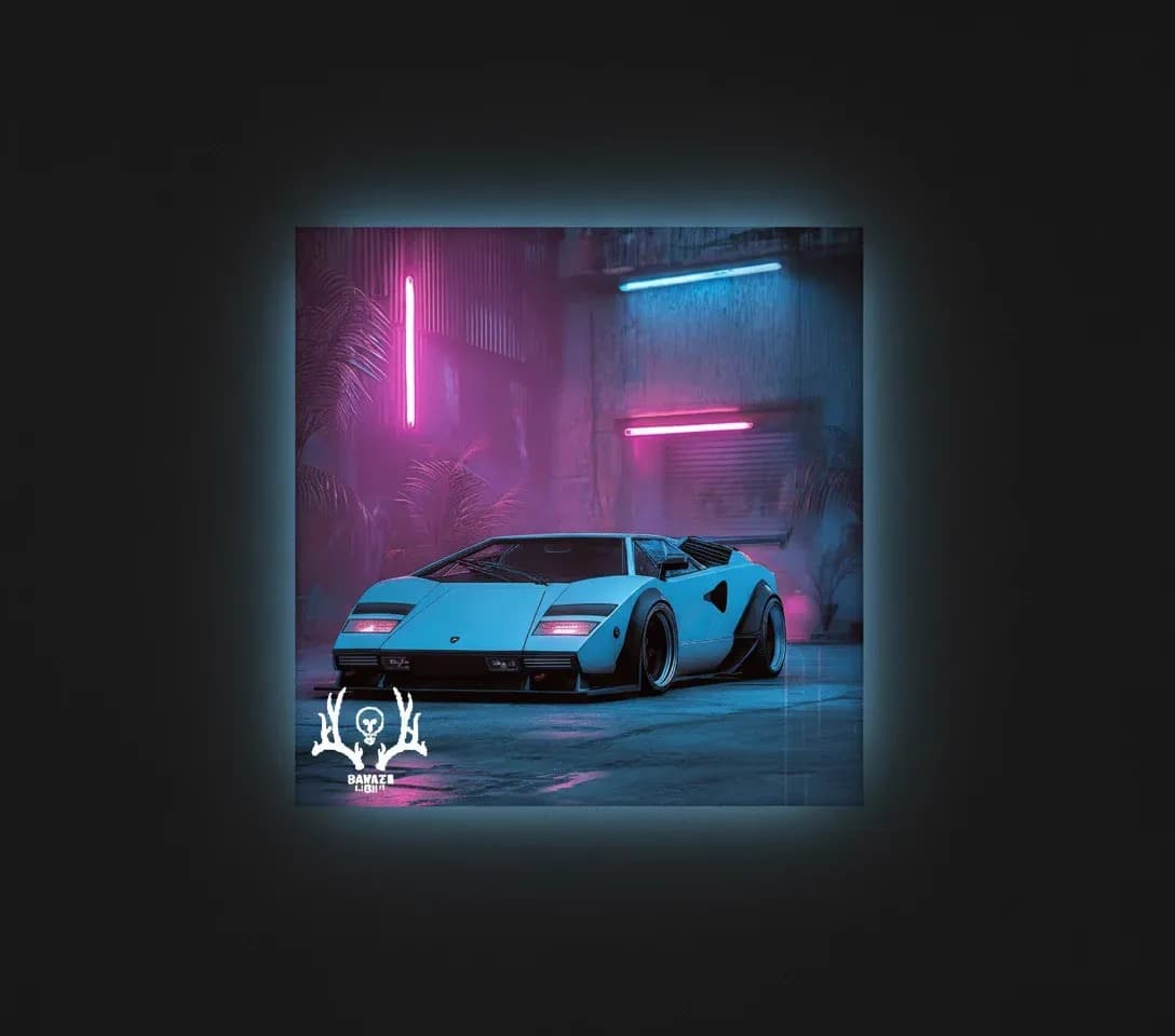 تابلو بک لایت Lamborghini Countach آبی