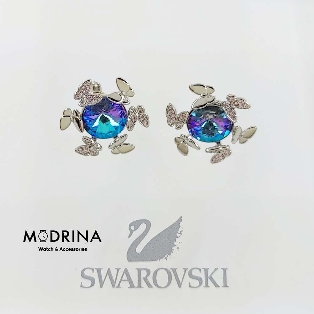 گوشواره کریستال هفت رنگ و پروانه سواروسکی Swarovski