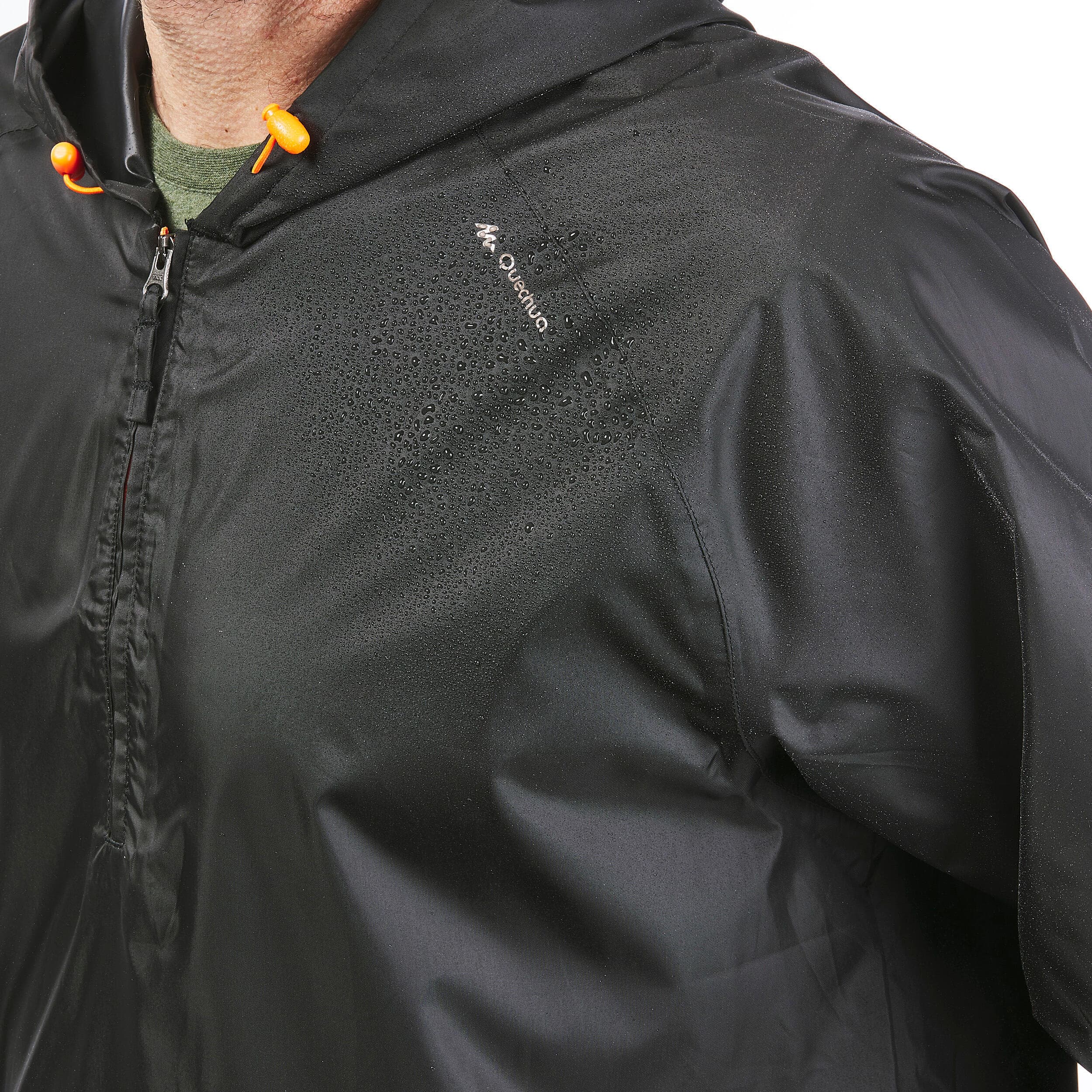 بارانی مردانه کچوا Quechua Men’s Outdoor Raincoat – Black – Raincut 1/2 Zip — تصویر ۲