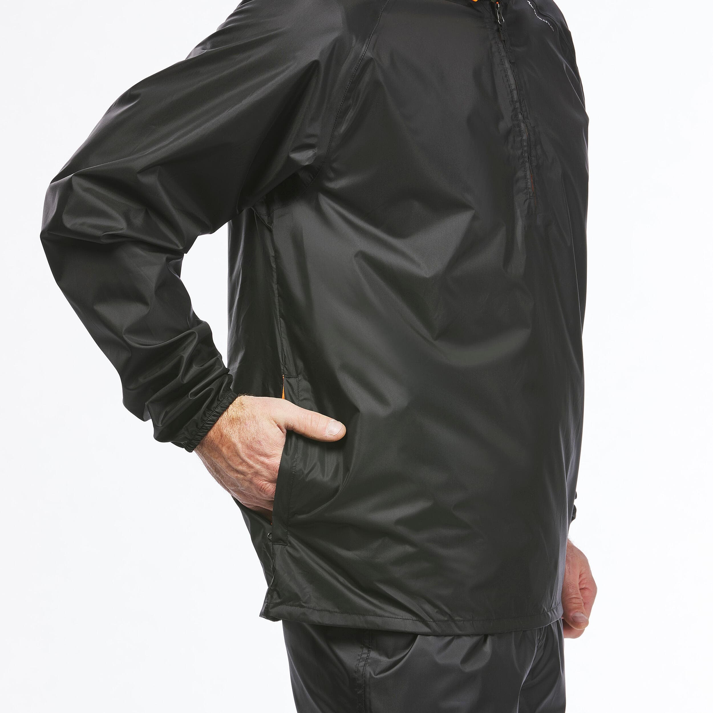 بارانی مردانه کچوا Quechua Men’s Outdoor Raincoat – Black – Raincut 1/2 Zip — تصویر ۶