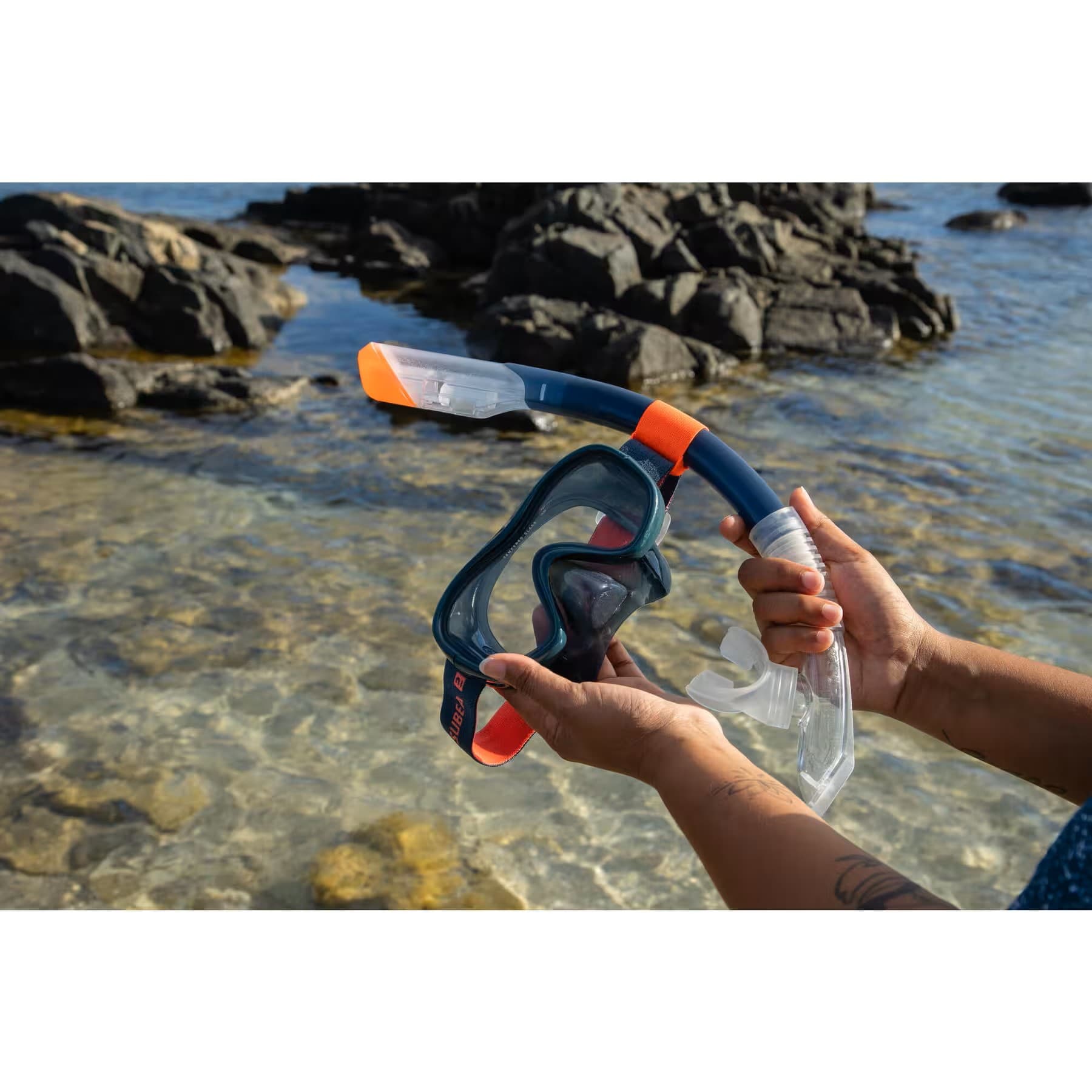 اسنورکل سوبا – دکتلون (سوبِآ) Subea Valve Snorkel – Gray – 100 Dry Top — تصویر ۶