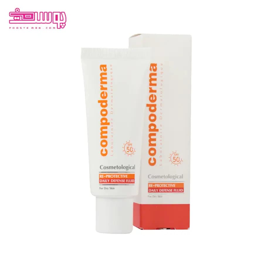 فلوئید ضد آفتاب SPF50 بی رنگ کامپودرما مدل Re Protective مناسب پوست خشک حجم 40 میلی لیتر — تصویر ۳