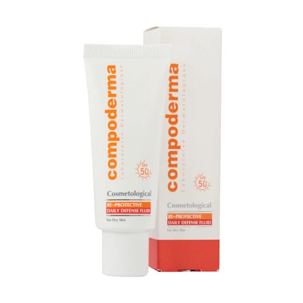 فلوئید ضد آفتاب SPF50 بی رنگ کامپودرما مدل Re Protective مناسب پوست خشک حجم 40 میلی لیتر