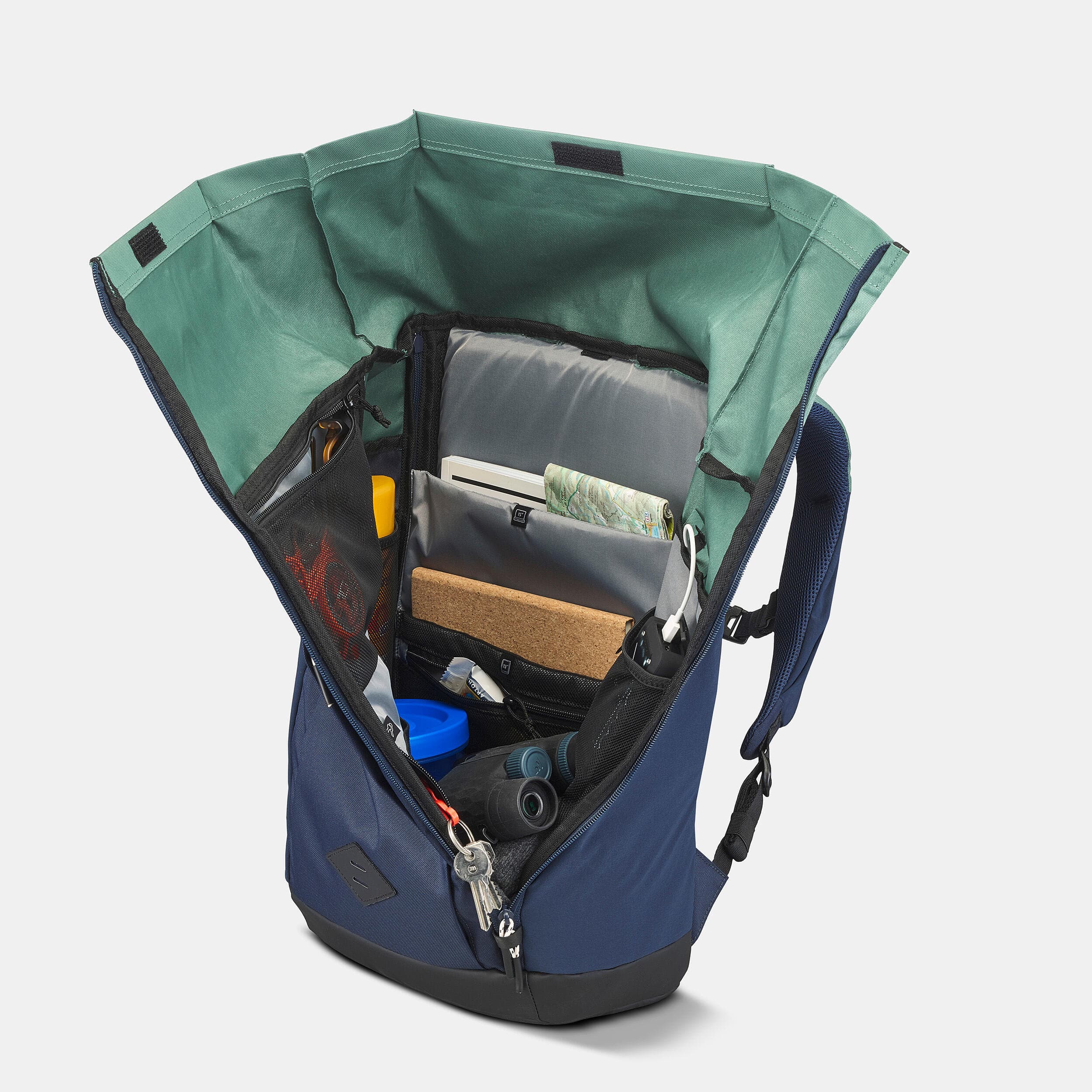 کوله پشتی کچوا 23 لیتری Quechua Outdoor Backpack – 23 L – Blue / Green – NH Escape 500 Rolltop — تصویر ۶