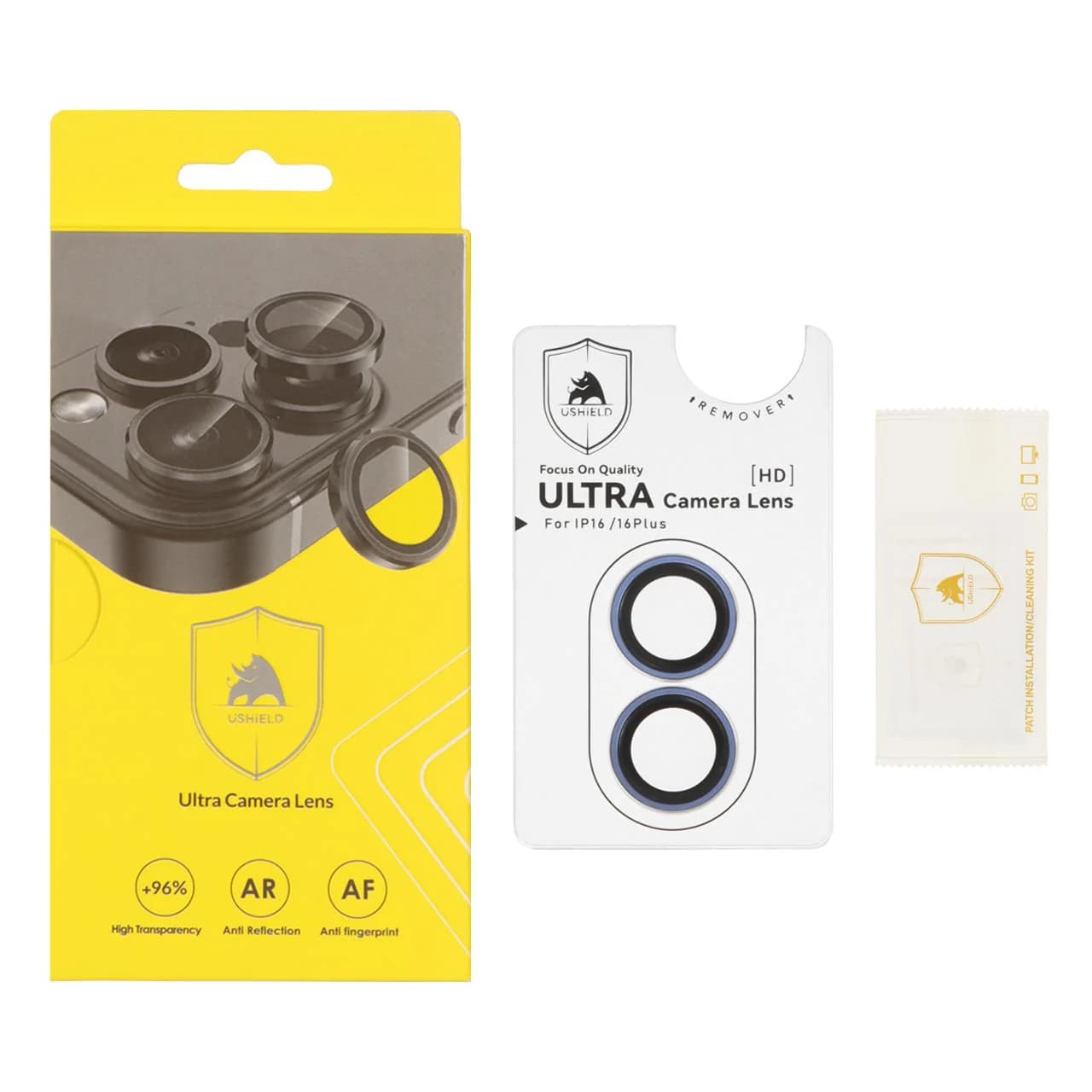 محافظ لنز رینگی اورجینال Ultra Camera Lens Ushield شابلون دار Apple iPhone 16 / iPhone 16 Plus — تصویر ۵