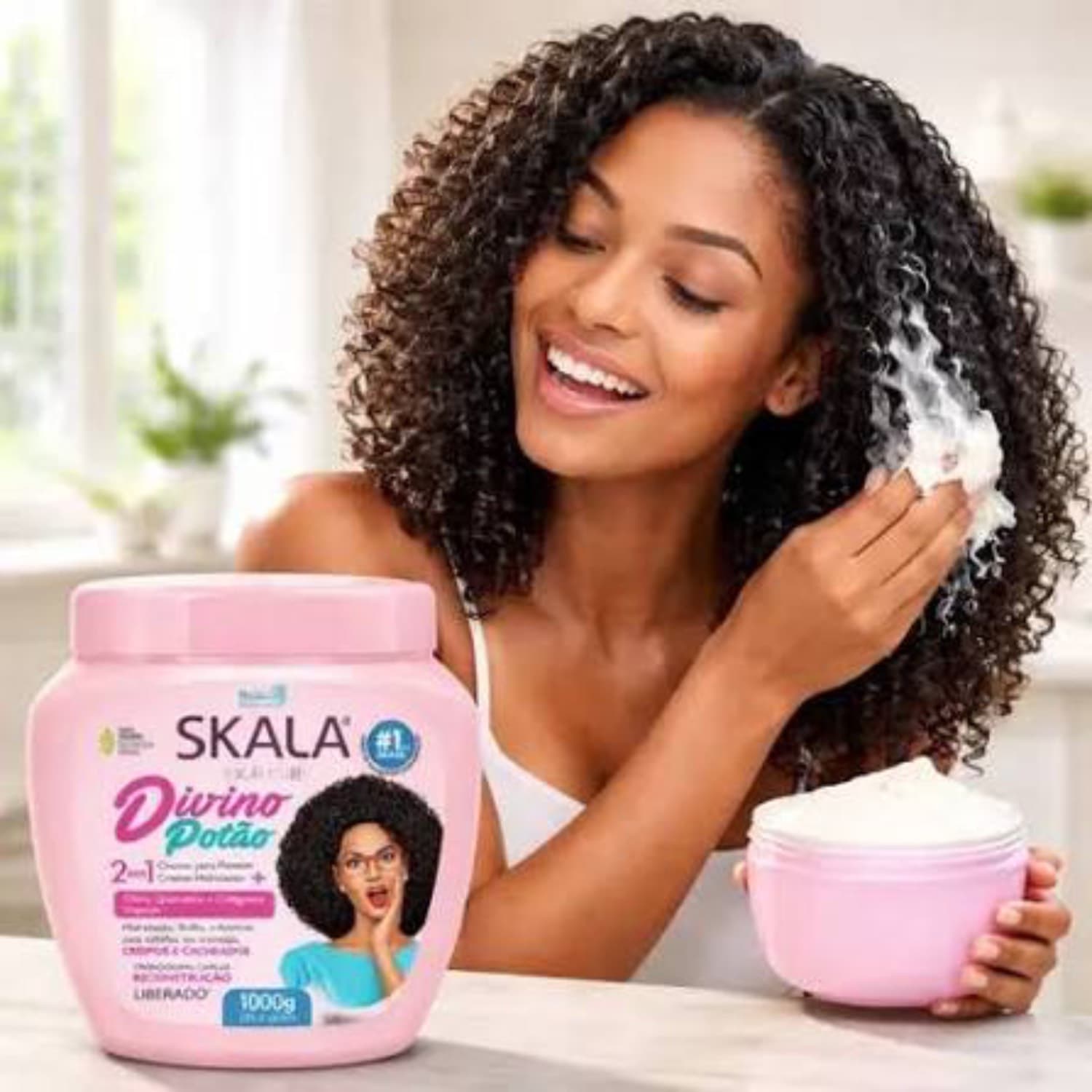 کرم مو فر و ماسک مو 2در1 اسکالا SKALA حالت دهنده ترمیم حالت کشسانی ساقه مدل Divino Potão 2in1 Hair Treatment Cream — تصویر ۲