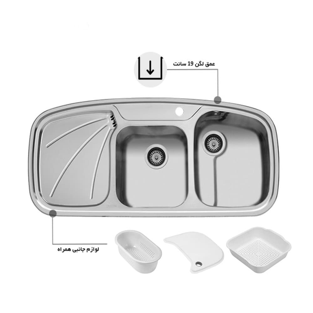 سینک استیل توکار اخوان کد 6 — تصویر ۳