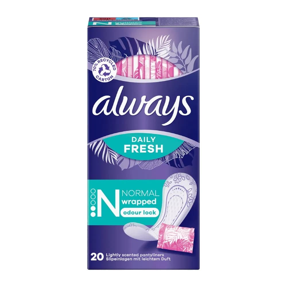 نوار بهداشتی آلویز Always مدل Normal Wrapped مناسب استفاده روزانه بسته 20 عددی