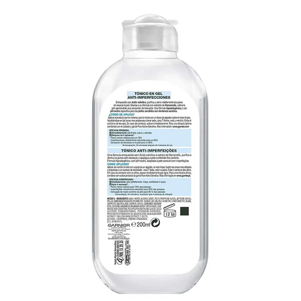تونر ضد جوش پوست حساس Pure Active گارنیه 200ml — تصویر ۲