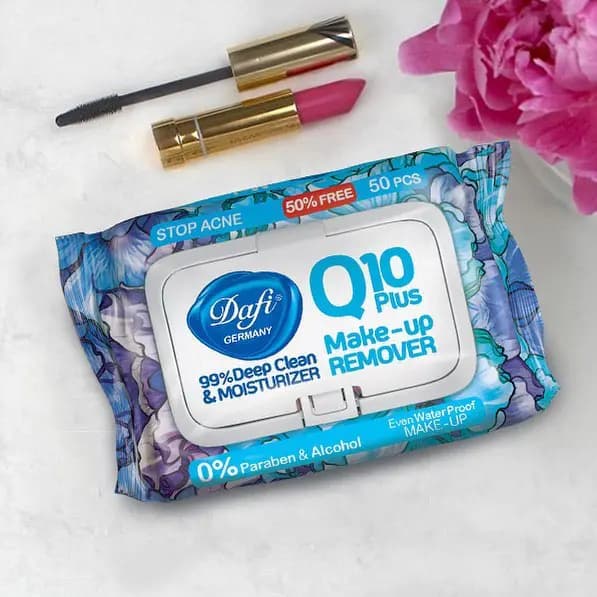 دستمال مرطوب پاک کننده آرایش Q10 مدل Stop Acne دافی — تصویر ۳