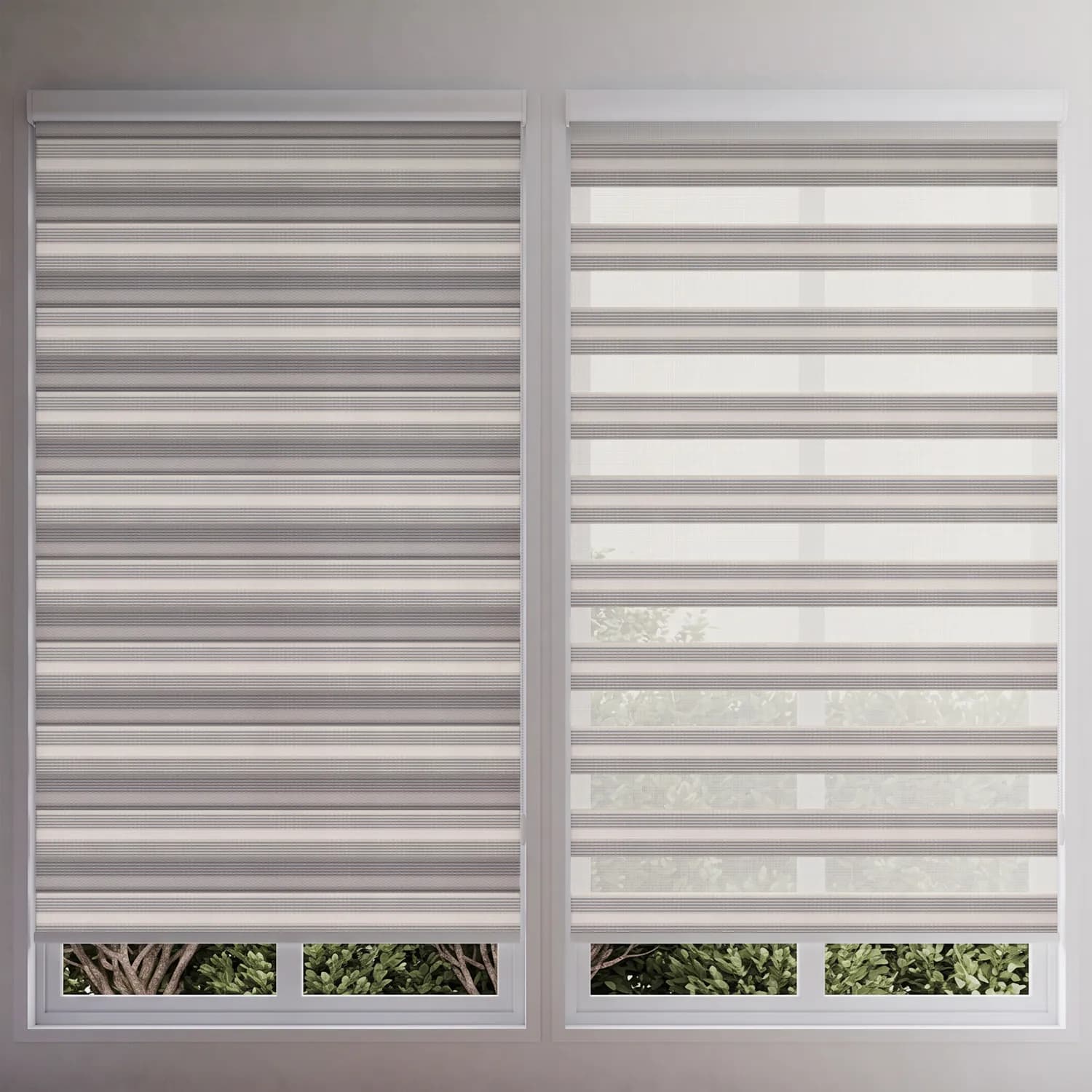 پرده زبرا پلیسه لاین باریک طوسی — تصویر ۳