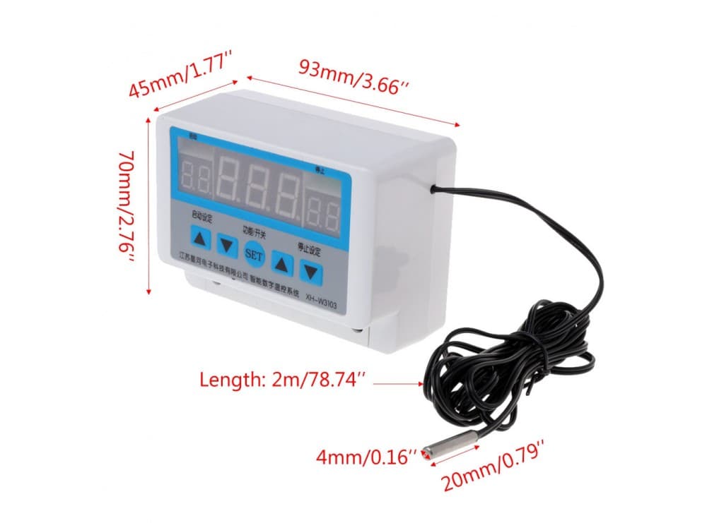 ترموستات دیجیتال و تایمر 12VDC مدل XH-W3103 — تصویر ۲