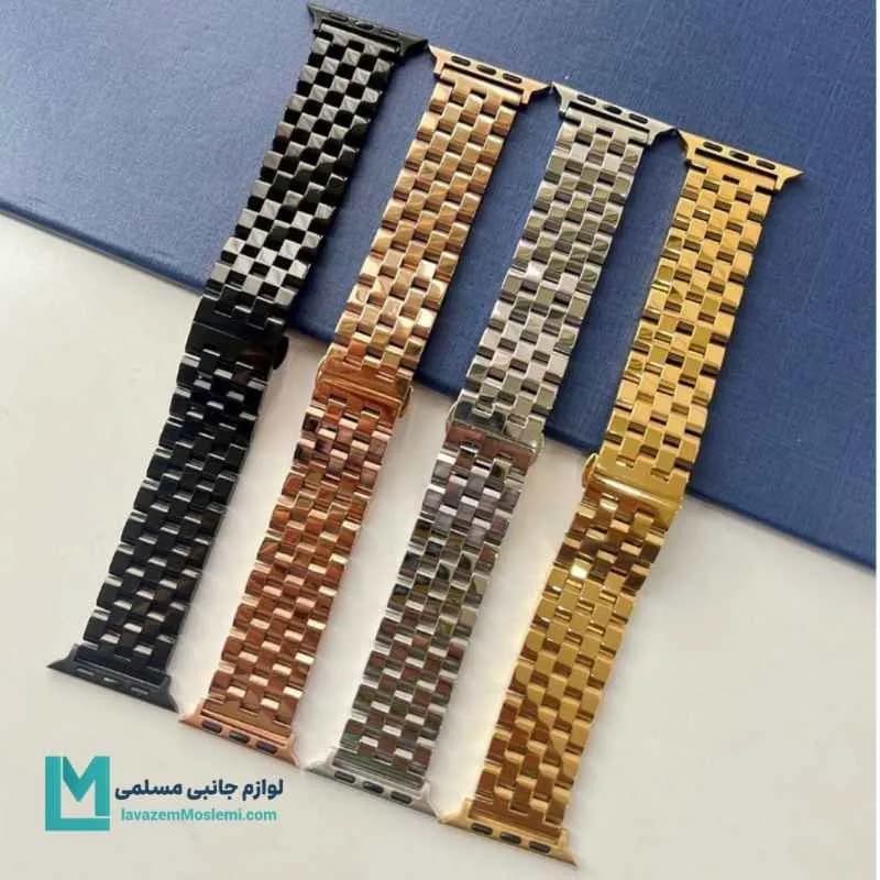 بند اپل واچ رولکسی 5بید براق کد W1018 | لوازم جانبی مسلمی