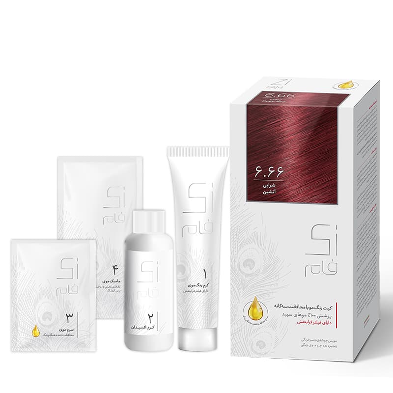 کیت رنگ مو زی فام گروه Red حجم 50 میل شماره 6.66 – شرابی آتشین — تصویر ۲