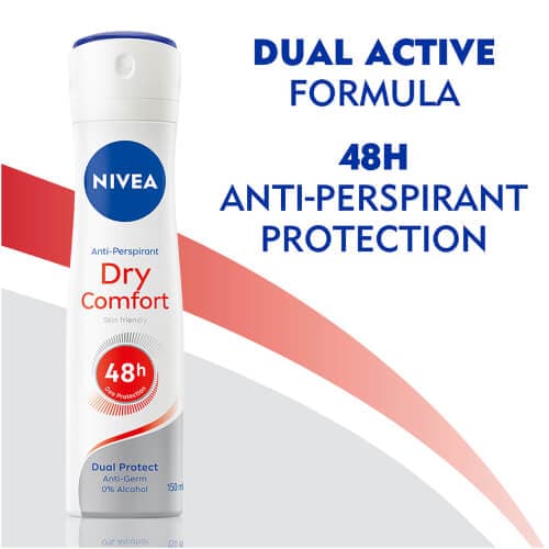 اسپری ضد تعریق زنانه Dry Comfort پودری نیوآ حجم 150 میل — تصویر ۲