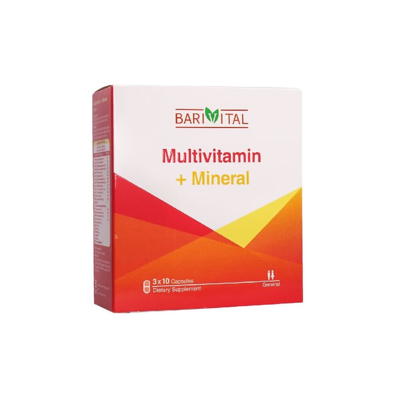 کپسول مولتی ویتامین مینرال بلیستری باریویتال 30 عددی Barivital Multivitamin Mineral Capsules