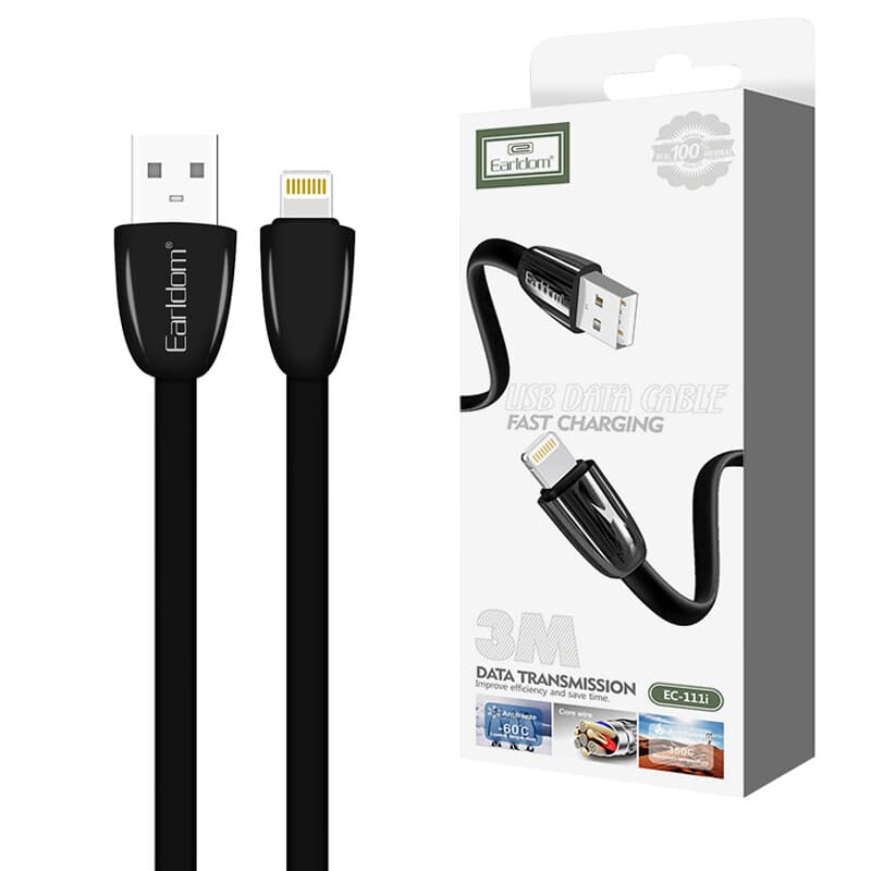 کابل آیفونی فست شارژ 2.4 آمپر ارلدام EC-111i طول 3 متر