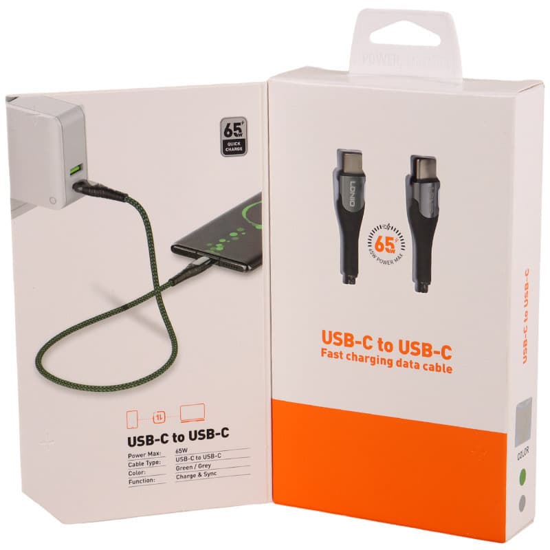 کابل دو سر تایپ سی فست شارژ 65 وات الدینیو LC101 طول 1 متر — تصویر ۷