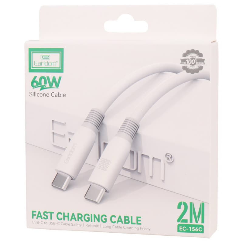 کابل دو سر تایپ سی فست شارژ 60 وات ارلدام EC-156C طول 2 متر — تصویر ۱۰