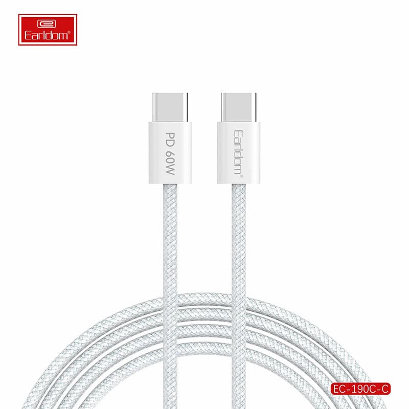 کابل دو سر تایپ سی فست شارژ 60 وات ارلدام EC-190C-C طول 1 متر — تصویر ۲