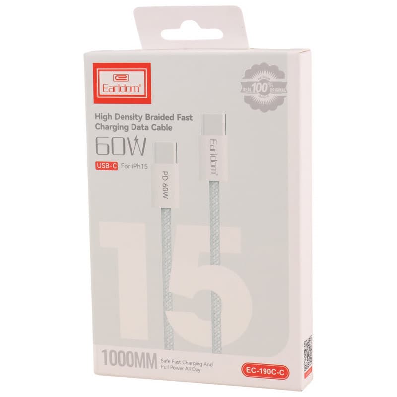 کابل دو سر تایپ سی فست شارژ 60 وات ارلدام EC-190C-C طول 1 متر — تصویر ۷