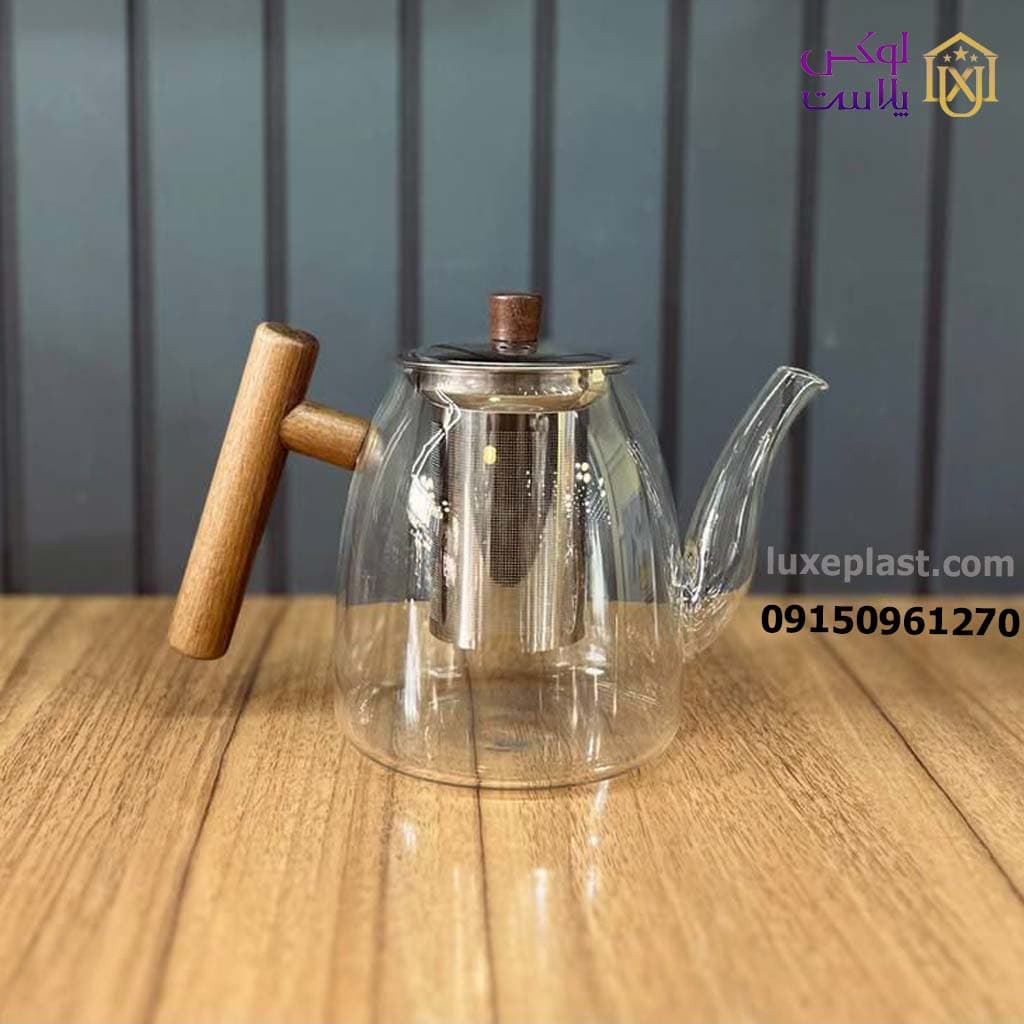 قوری پیرکس استوانه ای 1 لیتر مدل دسته چوبی 2790 — تصویر ۵