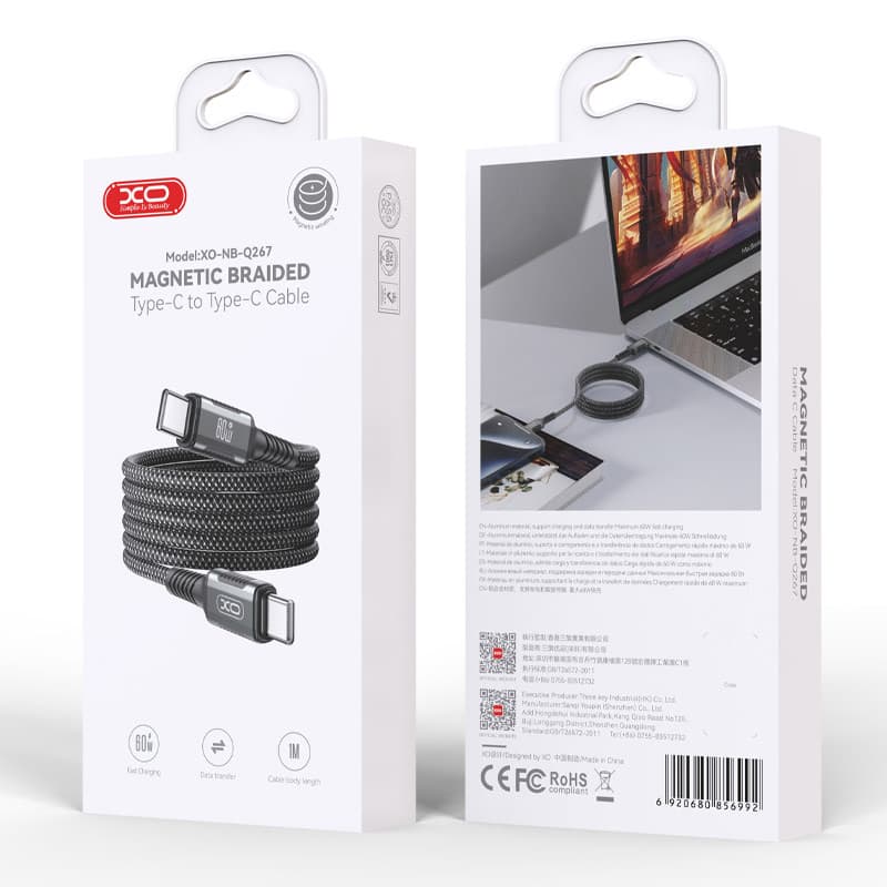 کابل دو سر تایپ سی فست شارژ 60 وات ایکس او XO-NB-Q267 طول 1 متر — تصویر ۵