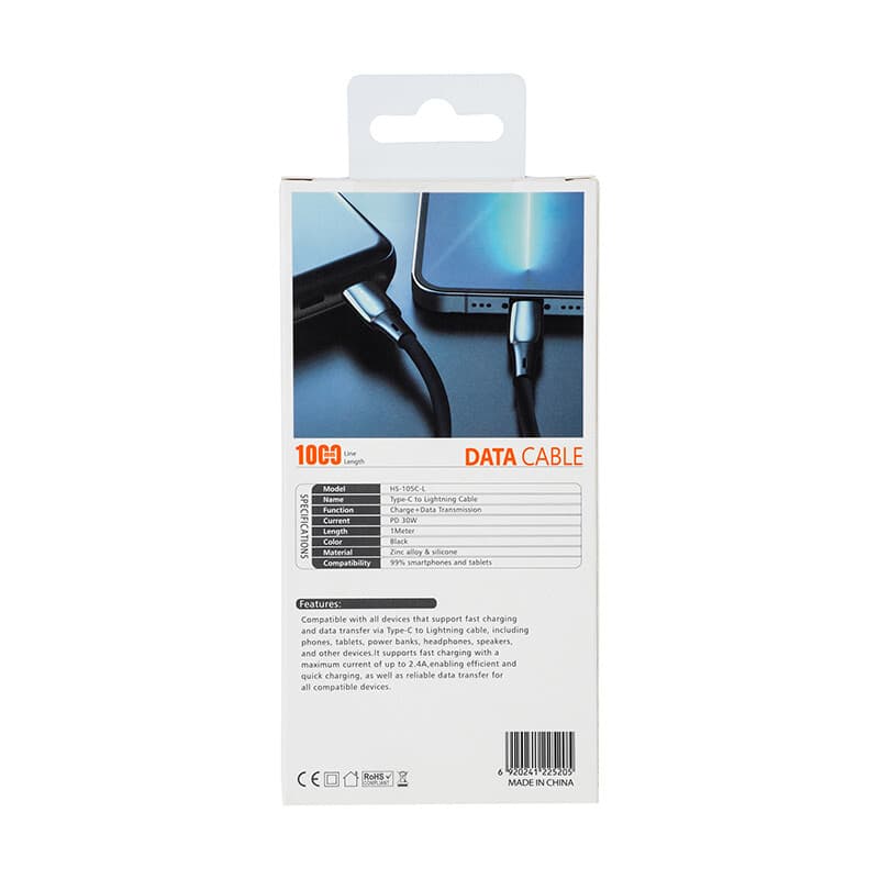 کابل تایپ سی به لایتنینگ فست شارژ 30 وات هایکو استار HS-105C-L طول 1 متر — تصویر ۷
