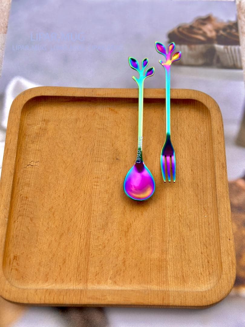 ست صبحانه خوری آبرنگی دسر خوری طرح برگی کد 7937 — تصویر ۴