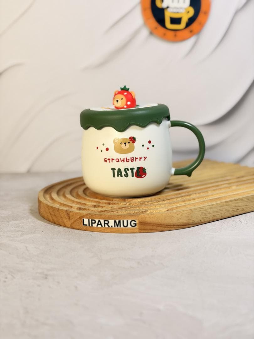 ماگ درب سیلیکونی تدی توت فرنگی کد 7581 — تصویر ۴