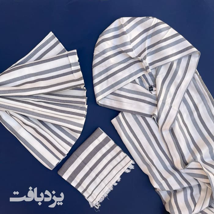 پک حوله تن پوش و حوله استخری راه راه طوسی